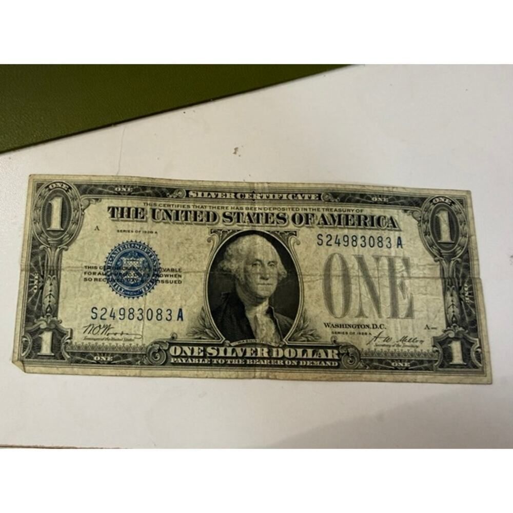 1928 Series $1 Silver Certificate Blue Seal Funny Back